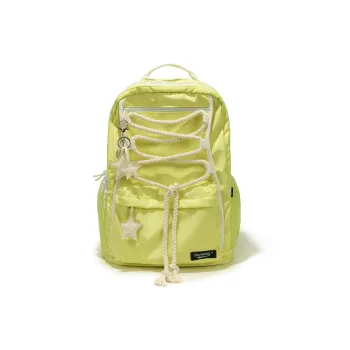SHUNYIDE Nylon Fabric Backpack Medium Size Unisex Jasmine White/Jelly Bubble Yellow