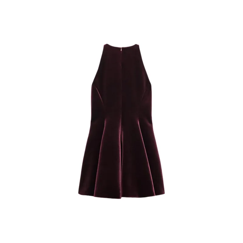 ZARA ZW Series Sleeveless Dress Women's Burgundy-1