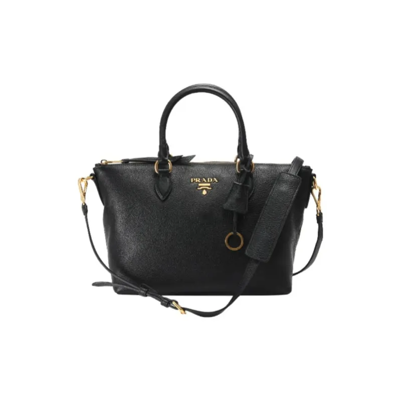 PRADA Cow Leather Shoulder Bag, Crossbody Bag, Handbag Women's Black-0