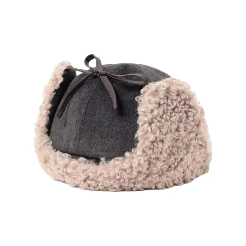 Beams Nylon, Recycled Fiber, Rayon, Polyester Trapper Hats Women's Light Brown/Gray/Marine Blue-3