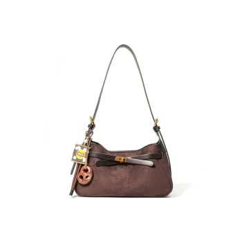 KAISER Matte Cowhide Leather Shoulder Bag Women's Coffee