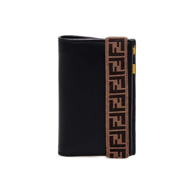 FENDI Leather Wallets With Money Clip Men's Brown/Black-1