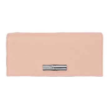 LONGCHAMP Le Roseau Calfskin Wallet Women's Ballet Pink