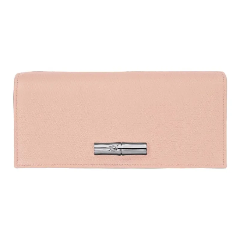 LONGCHAMP Le Roseau Calfskin Wallet Women's Ballet Pink-0