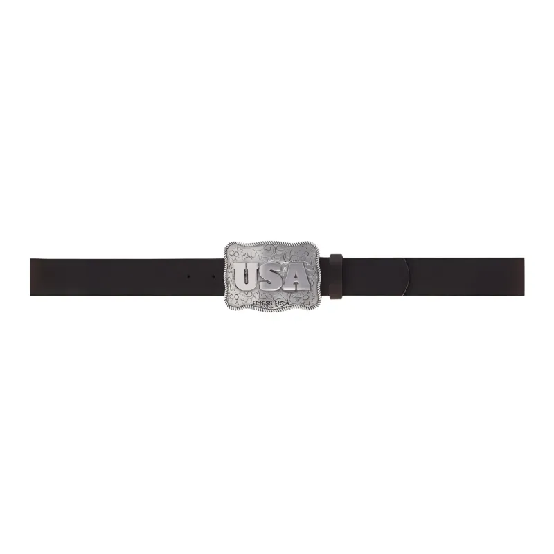 GUESS Cow Leather Leather Belts Men's Brown/Silver --0