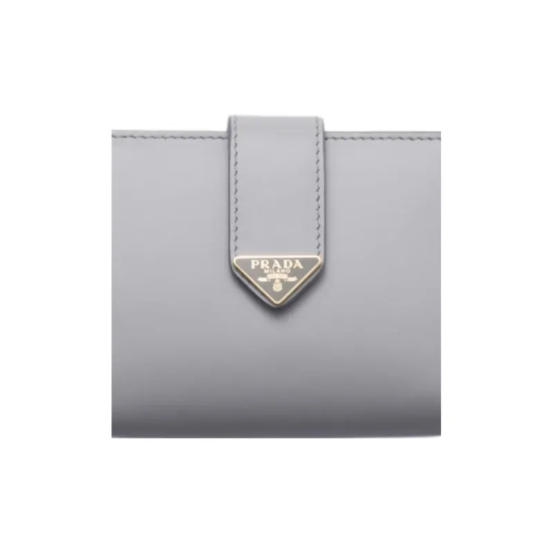 PRADA Leather Wallet Small Size Women's Wisteria Gray-4