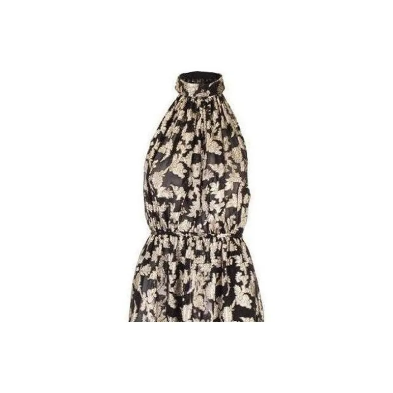 SAINT LAURENT Lavallière Metallic Floral Fil Coupé Chiffon Dress-6