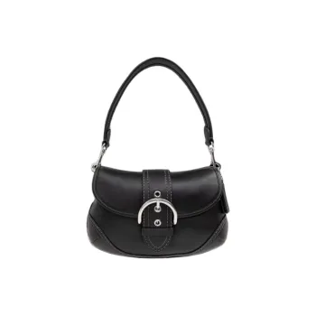 COACH Soho Leather One Shoulder Handbag Medium Size Women's Black