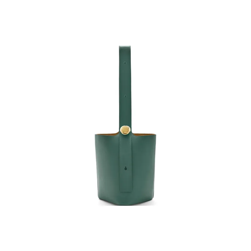 LOEWE Bucket Series Calfskin Bucket Bags One Shoulder Handbags Medium Size Women's Cardamom Green-0