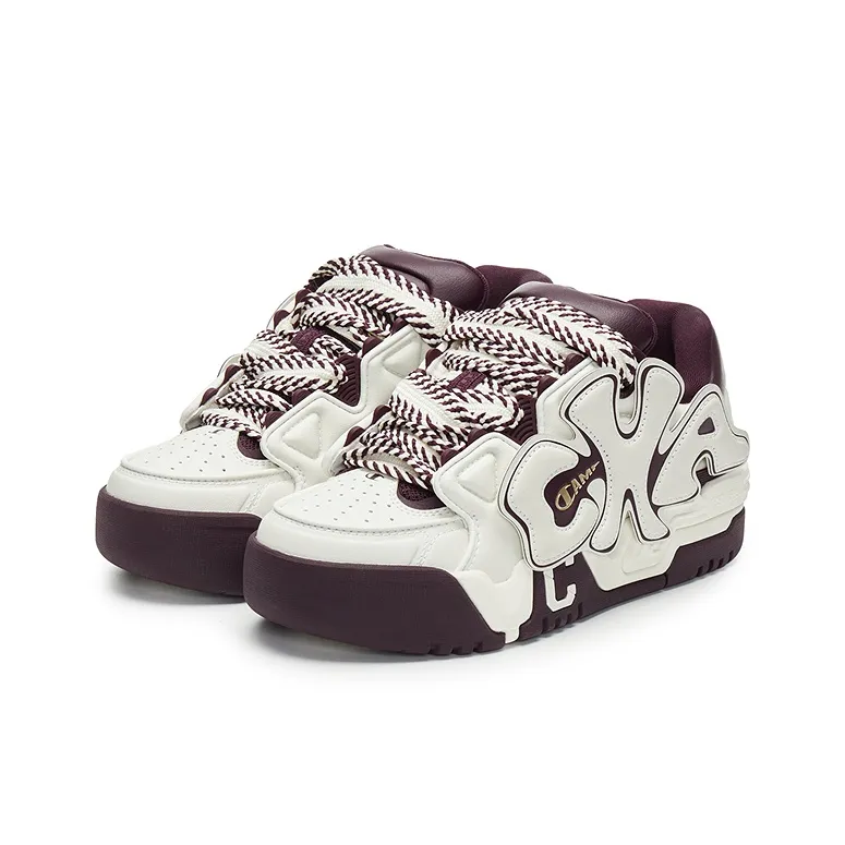 Champion Buckle Fun Coco Skate Low Top Skateboard Shoes Women's Milk White/Burgundy-1
