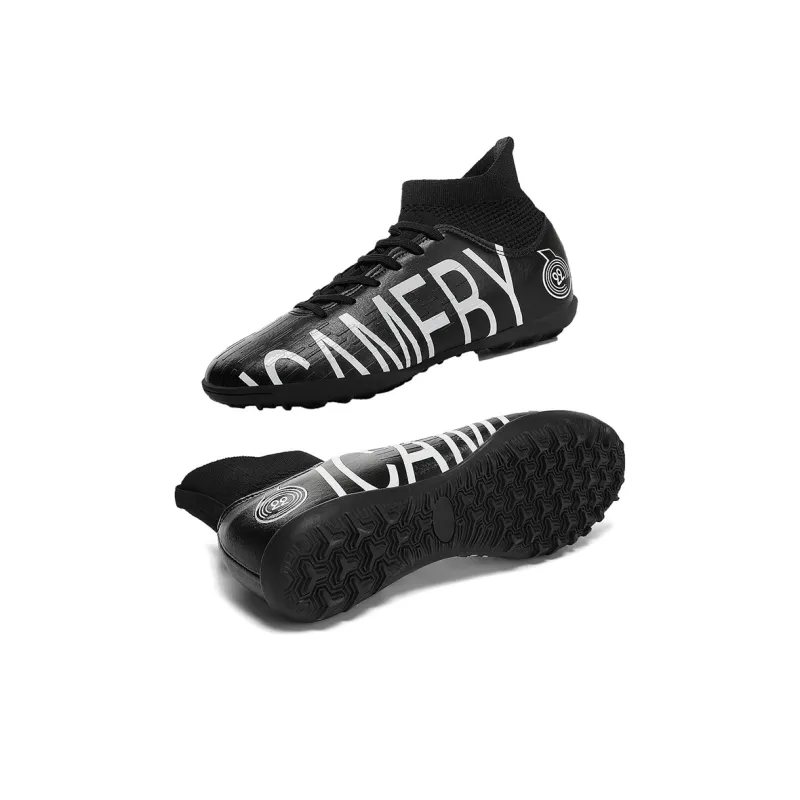OFFER AITR Soccer Shoes Unisex High Top Black/White-3