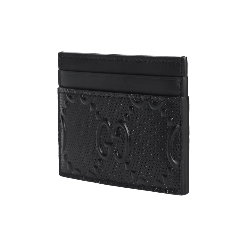 GUCCI Cow Leather Card Holder Card Holder Men's Black-1
