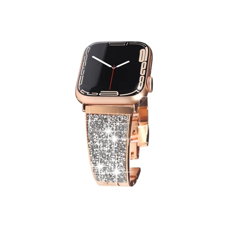 CHRROTA Compatible Apple Watch Series 10 Strap Fashion Full Diamond Metal Watch Band For IWatch 8-1 Generation Strap-4