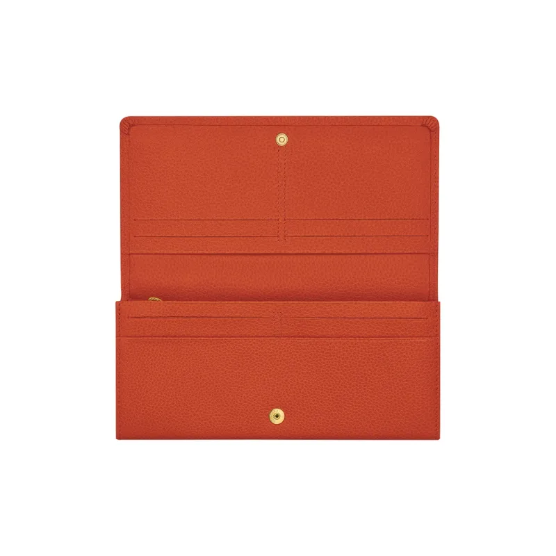 LONGCHAMP Le Foulonné Cow Leather Wallet Women's Red Pepper-2