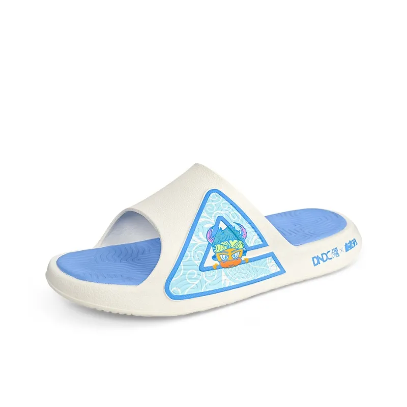 PEAK State Pole Leather Patchwork Slip Resistant Abrasion Resistant Cushioning Slide Slippers Men's White Blue-2