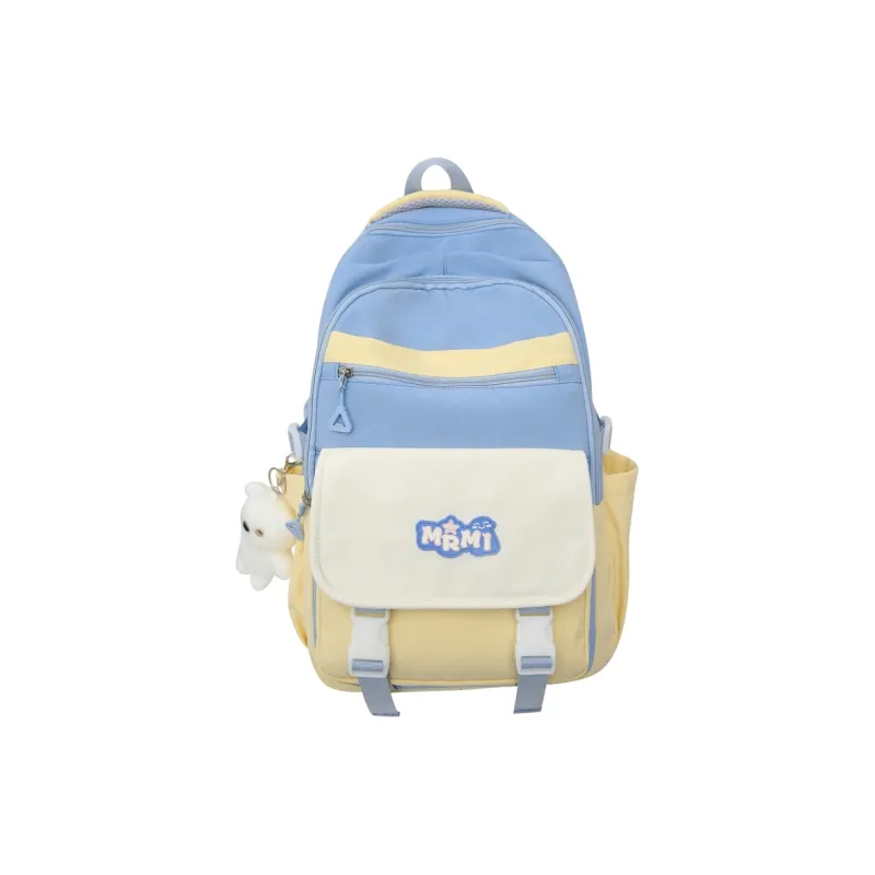 Travel Nylon Backpack Regular Unisex Black/Purple With Pink/Blue With Yellow/Brown With Khaki-9