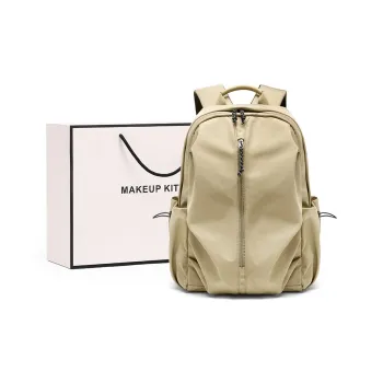 MAKEUP KITTEN Synthetic Leather Backpack Unisex Khaki