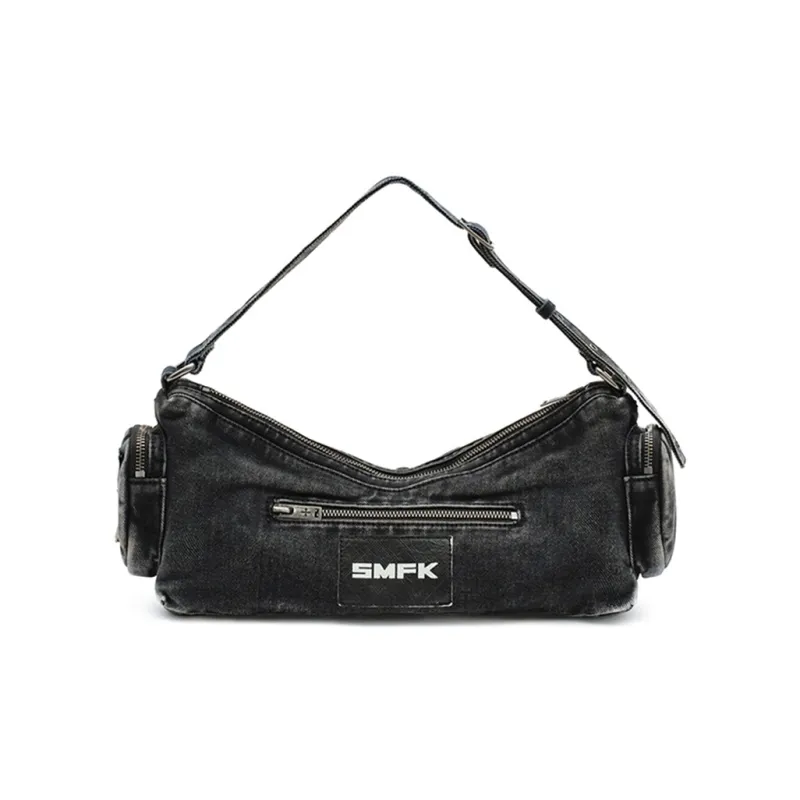 SMFK Twill Denim Fabric Shoulder Bag Regular Women's Wilderness Black-0