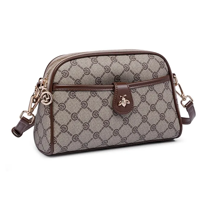 GELANDAI PVC Shoulder Bag Crossbody Bag Women's Ecru/Gray/Coffee-8