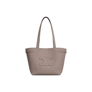 CELINE Triomphe Grain Calfskin Tote Bag, Shopping Bag, Handbag, Shoulder Bag Small Size Women's Pebble