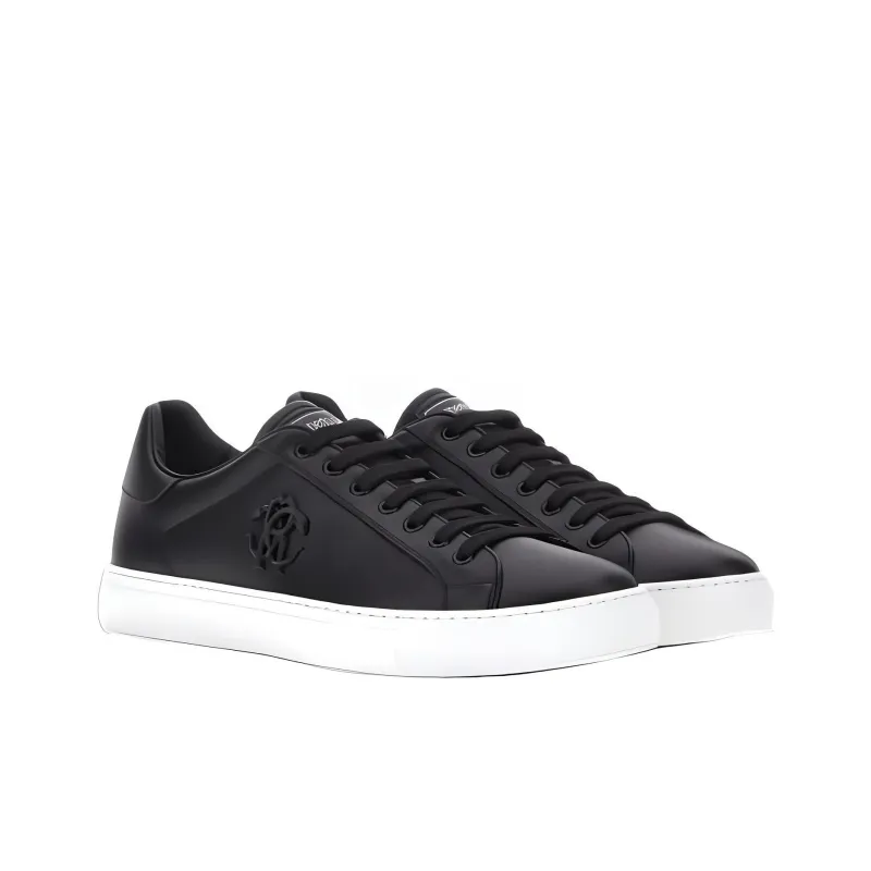 Roberto Cavalli Mirror Snake-embellished Leather Sneakers-2