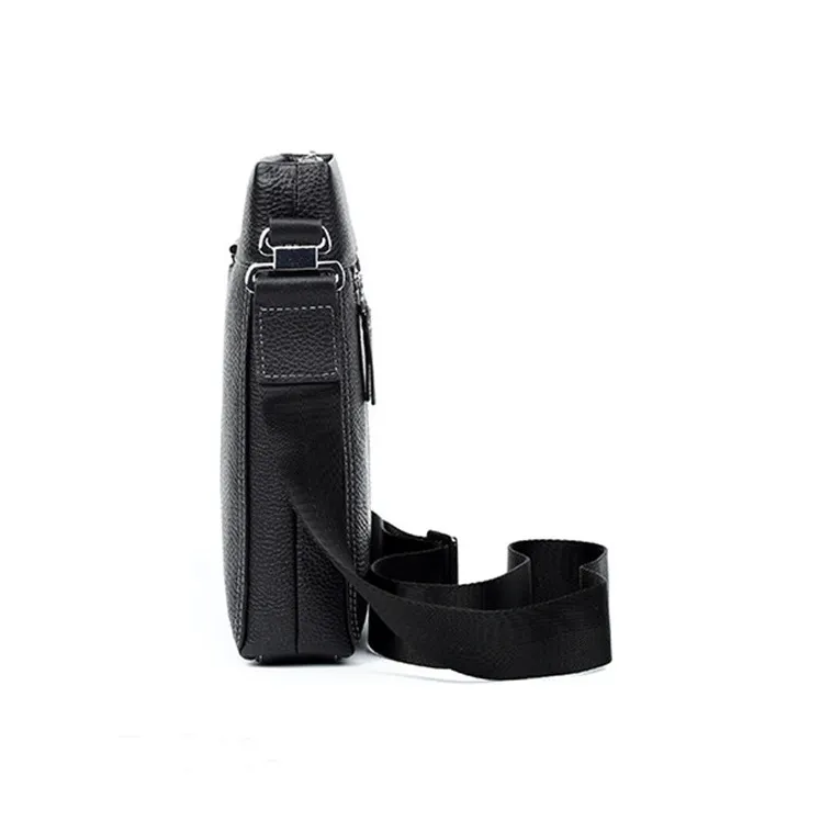 LARTIGENT Cow Leather Shoulder Bag, Crossbody Bag Regular Men's Black-2
