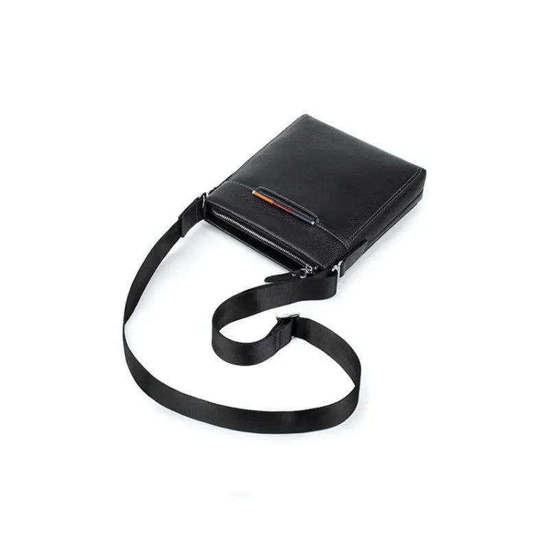 LARTIGENT Cow Leather Shoulder Bag, Crossbody Bag Regular Men's Black-4