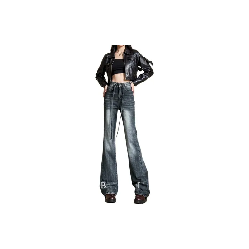 FAWENXIANGZI Jeans Women's Smoke Gray-9