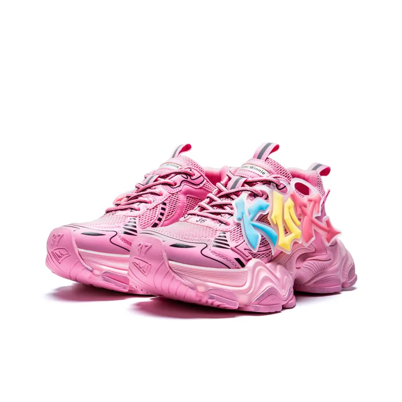 KUX Chunky Sneakers Women's Low Top Rainbow Pink-2