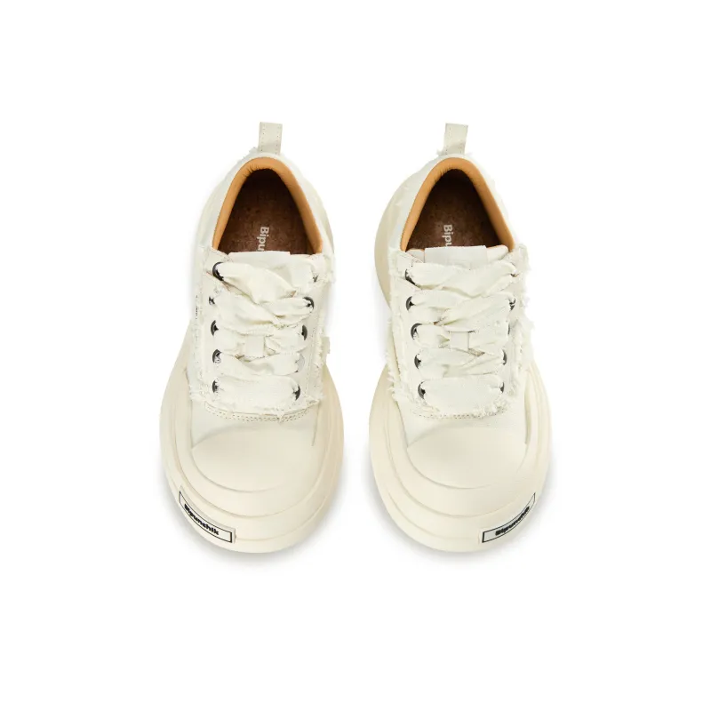 Bipunchik Low Top Skateboard Shoes Unisex White-3