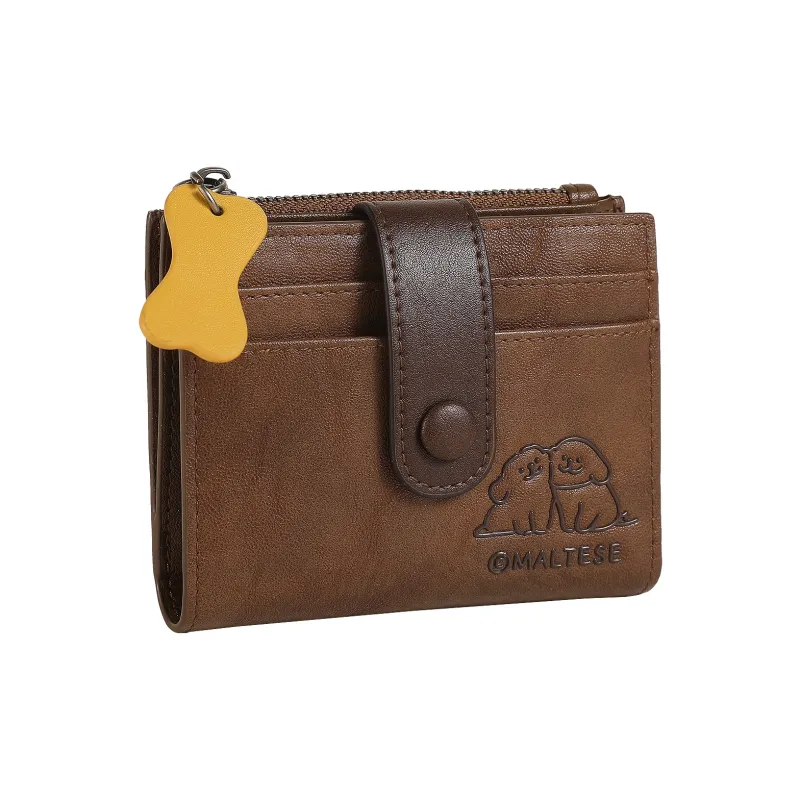 TOUTOU Maltese Collaboration PU Wallet Regular Women's Chocolate Brown-1