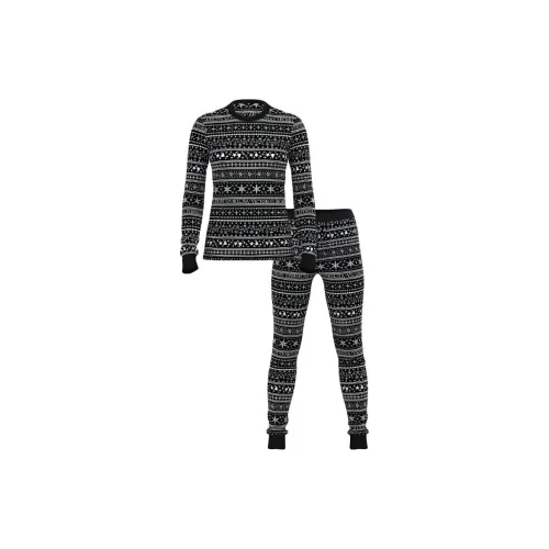Victoria's Secret Thermal Long Pajama Set / BLACK FAIR ISLE Pajama Set Women's Black