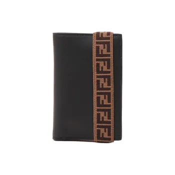 FENDI Leather Wallets With Money Clip Men's Brown/Black