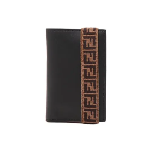 FENDI Leather Wallets With Money Clip Men's Brown/Black