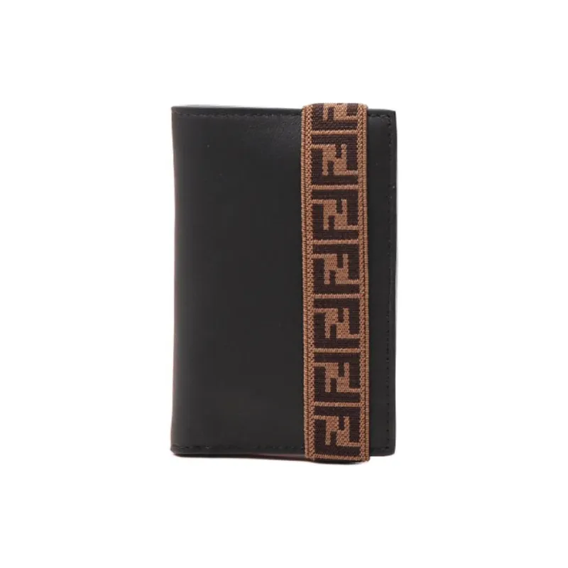 FENDI Leather Wallets With Money Clip Men's Brown/Black-0
