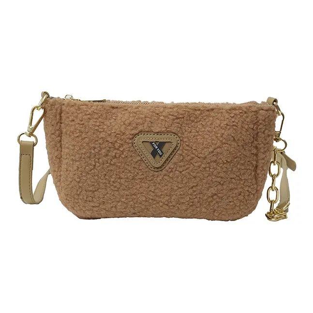 LUVISTRUE Faux Lambswool Shoulder Bags Cell Phone Pouch Crossbody Bags Women's White/Khaki/Brown-14