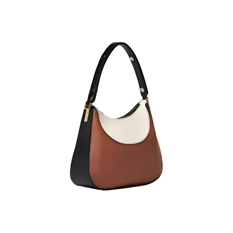 MARNI Smooth Calf Leather Hobo Bag Shoulder Bag Trumpets Women's Brown & White-3