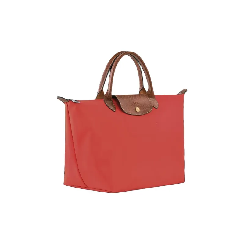 LONGCHAMP Recycled Canvas Tote Bag, Shopping Bag, Handbag Medium Size Women's Tomato Red-1