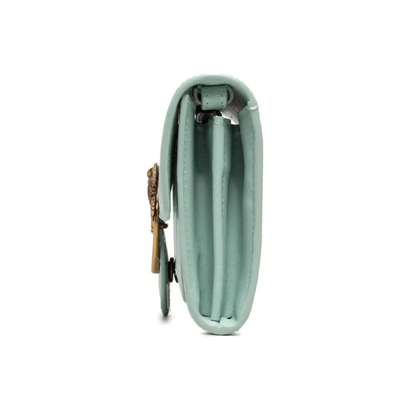 PINKO SIMPLY Leather Envelope Bag, Swallow Bag, Shoulder Bag, Crossbody Bag Mini Women's Light Green-2