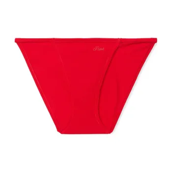 Victoria's Secret PINK Cotton String Bikini Panty / Bright Vermillion Underpants Women's 1 Pack Red