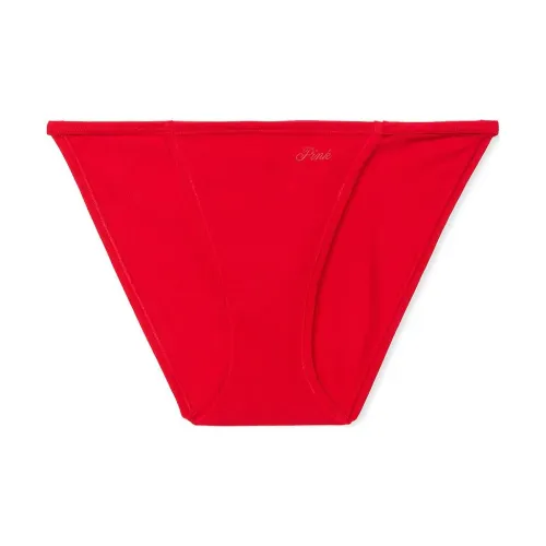 Victoria's Secret PINK Cotton String Bikini Panty / Bright Vermillion Underpants Women's 1 Pack Red