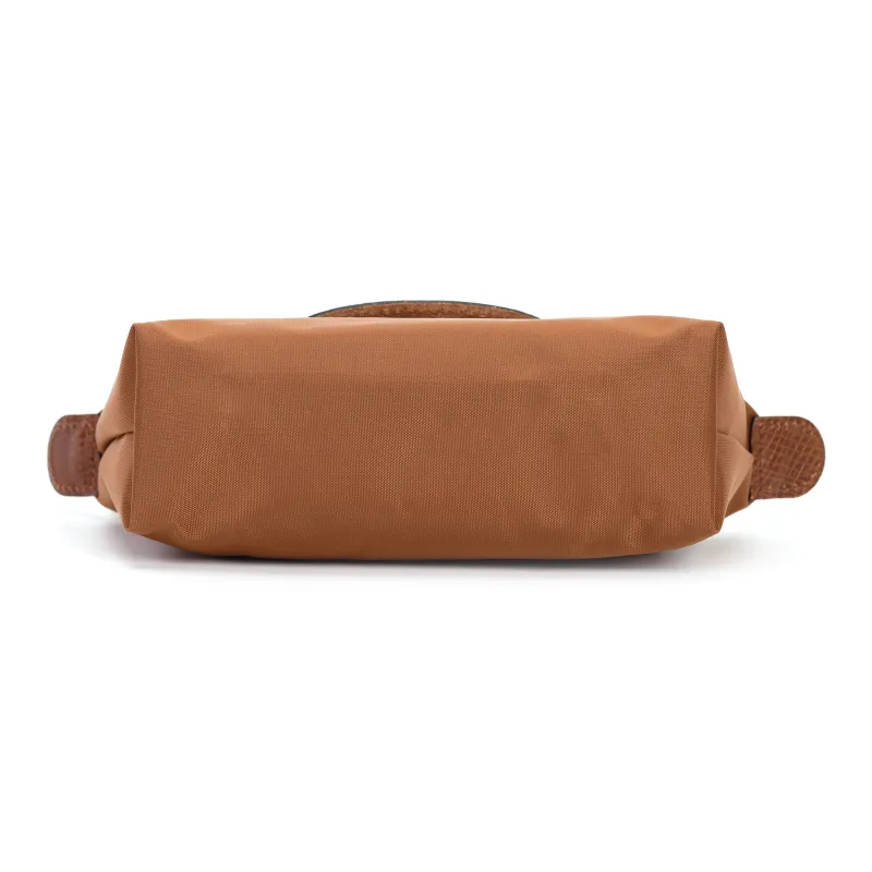 LONGCHAMP Le Pliage Canvas With Leather Makeup Bag Dumpling Bag Clutch Handbag Regular Women's Brandy Color-4