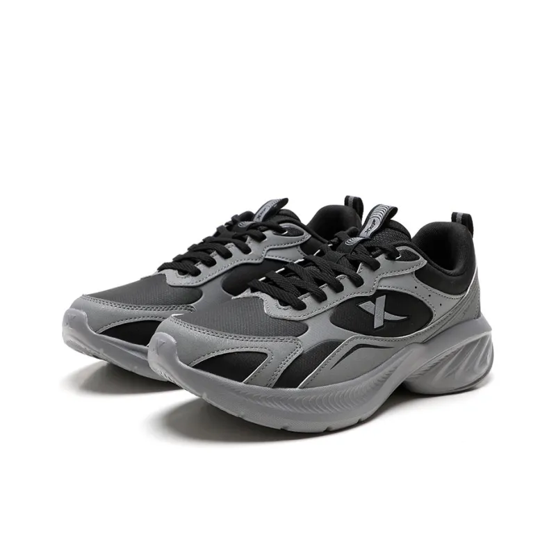 XTEP Shock absorbing And Waterproof Low Top Casual Running Shoes Men's Black Smoke Gray-2