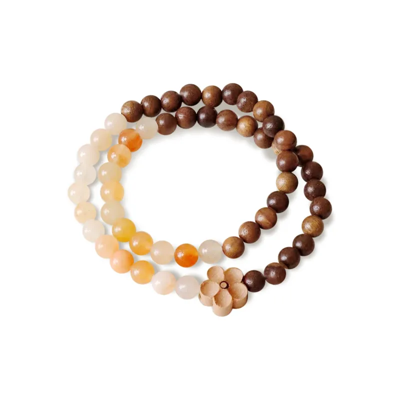PUTUOSHANWENCHUANG Green Sandalwood Wooden Bracelets Women's-6