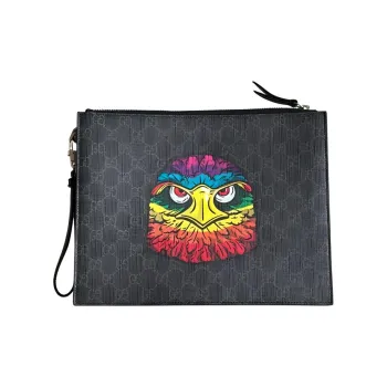 GUCCI Coated Canvas Clutch Men's Black
