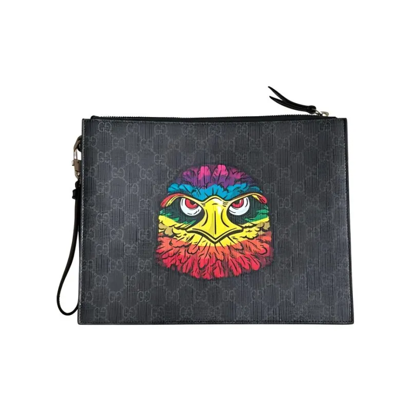 GUCCI Coated Canvas Clutch Men's Black-0