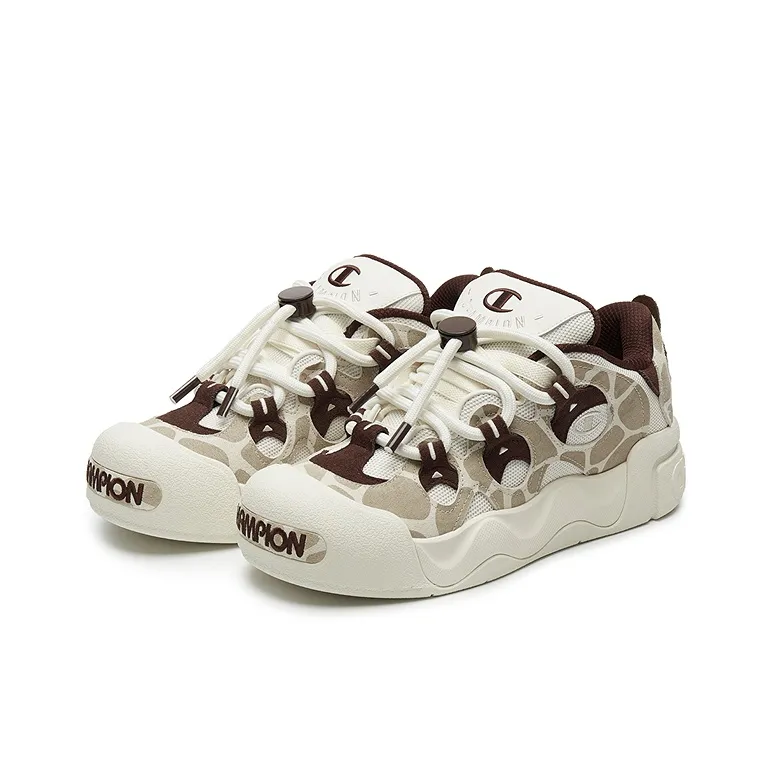 Champion Puffed Donut Low-Top Skateboard Shoes Men's Milk White/Sand Stone-1