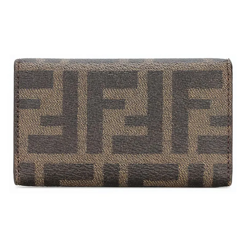 FENDI Canvas With Leather Key Pouch Women's Brown/Black Classic Recommendation-2