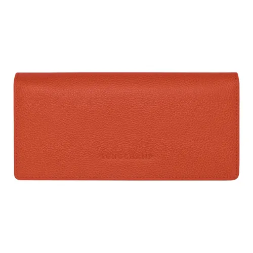 LONGCHAMP Le Foulonné Cow Leather Wallet Women's Red Pepper