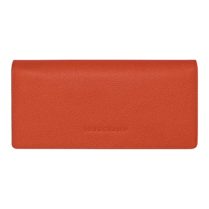 LONGCHAMP Le Foulonné Cow Leather Wallet Women's Red Pepper-0